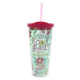 Be Truly Glad Plastic Travel Tumbler with Lid and Straw