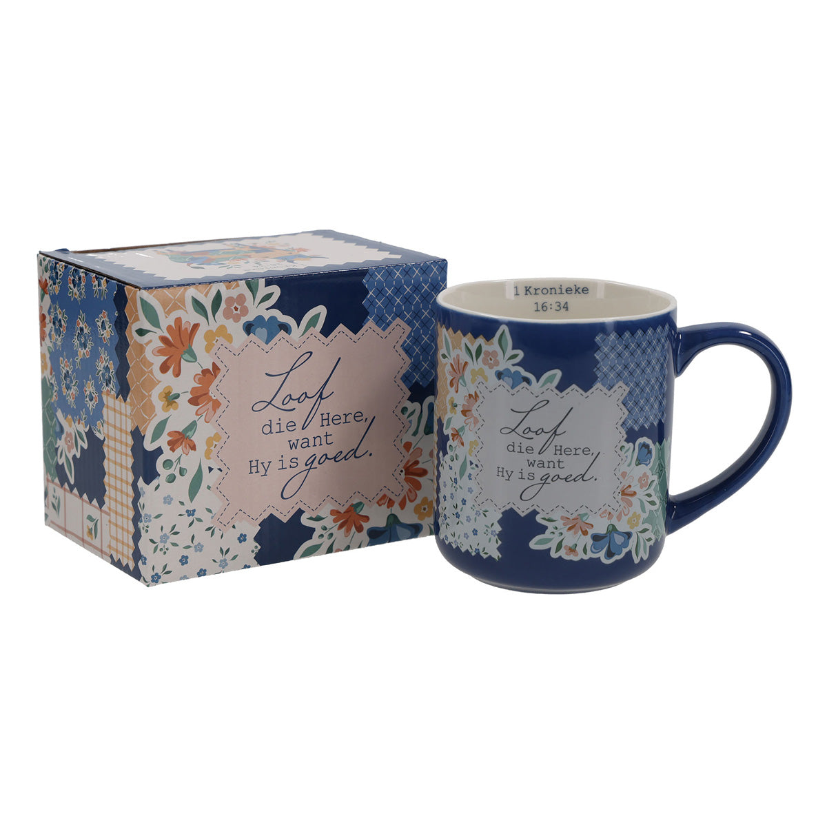 Loof die Here Want Hy Is Goed Afrikaans Blue Ceramic Mug