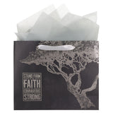 Stand Firm in the Faith, Be Courageous, Be Strong Large Landscape Gift Bag with Gift Tag