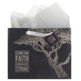 Stand Firm in the Faith, Be Courageous, Be Strong Large Landscape Gift Bag with Gift Tag