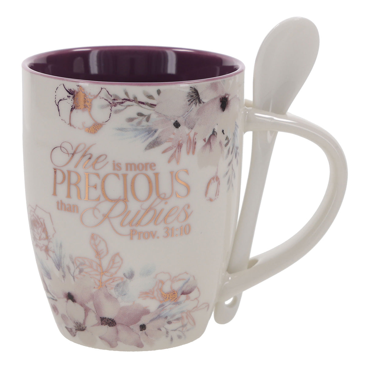 She Is More Precious than Rubies Ceramic Mug and Spoon