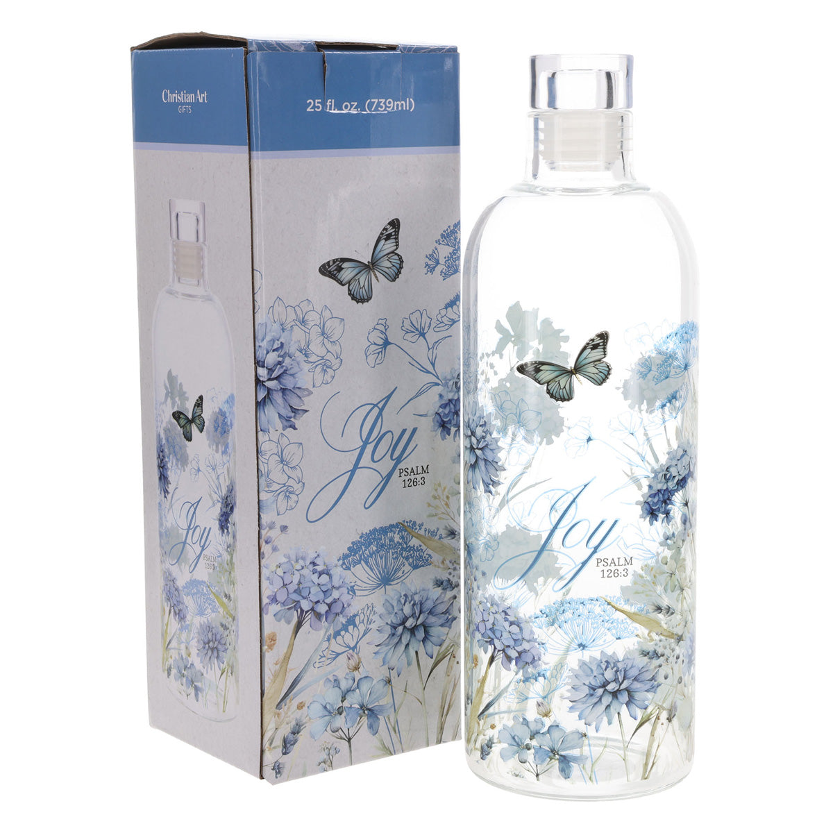 Joy Butterflies Glass Water Bottle