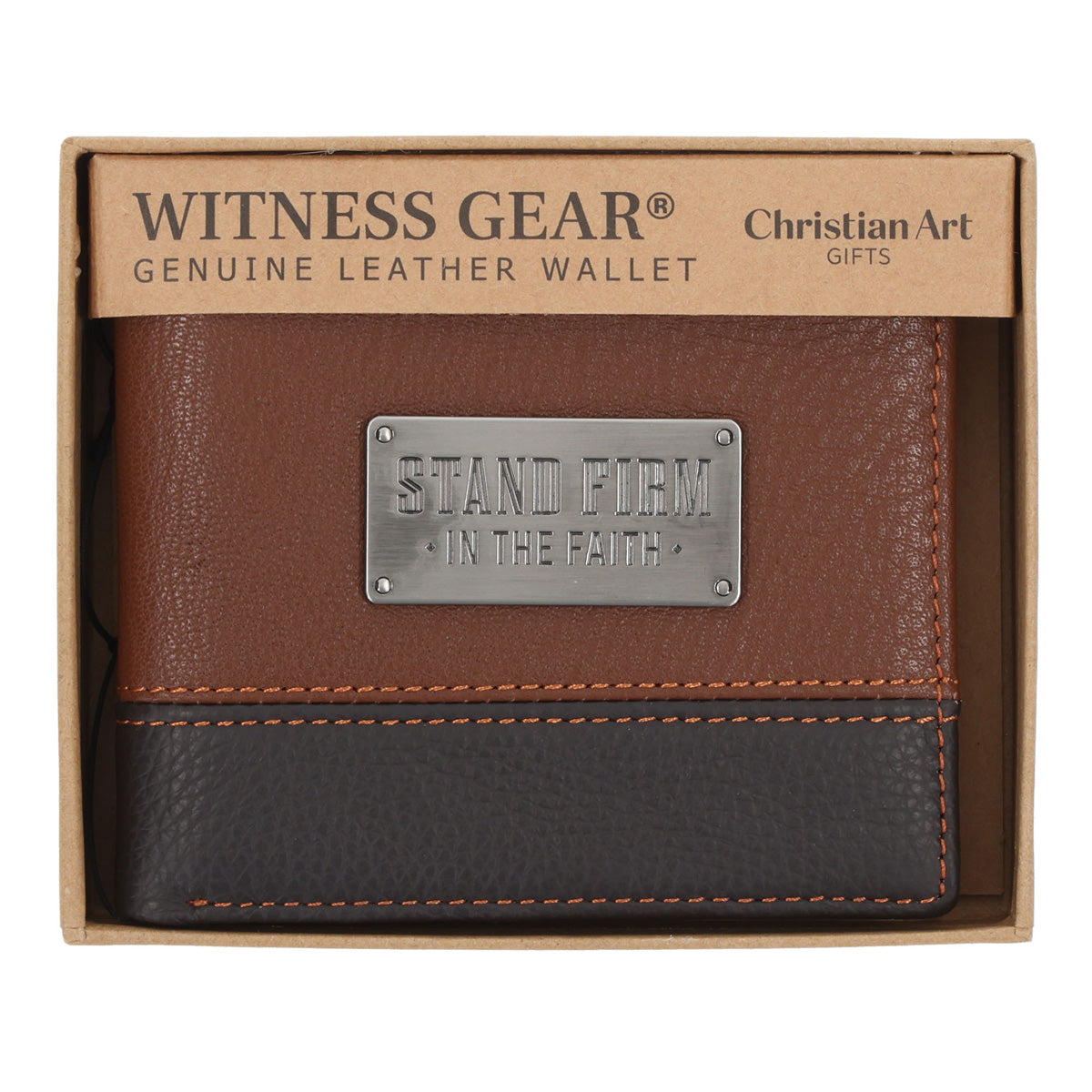 Stand Firm in the Faith Dark Brown Genuine Leather Wallet