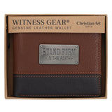 Stand Firm in the Faith Dark Brown Genuine Leather Wallet