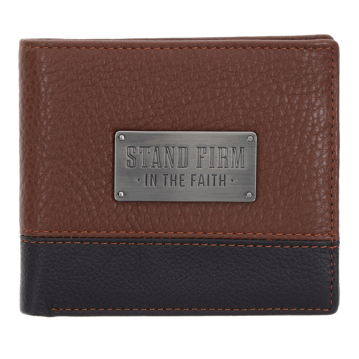 Stand Firm in the Faith Dark Brown Genuine Leather Wallet