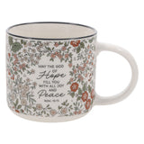 May the God of Hope Fill You with All Joy and Peace Floral Ceramic Mug