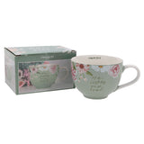 He Restores My Soul Green Floral Ceramic Mug