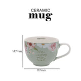 He Restores My Soul Green Floral Ceramic Mug