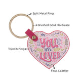You Are Loved Heart Shaped Faux Leather Keychain