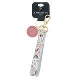 With God All Things are Possible Faux Leather Wristlet Keychain with Charm