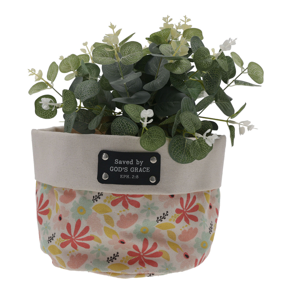 Saved by God's Grace Canvas Planter Cover
