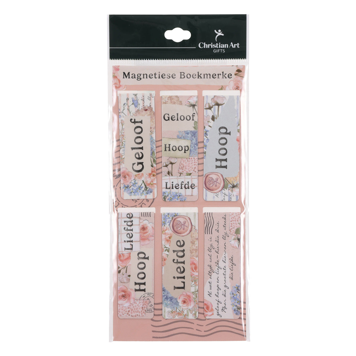 Geloof, Hoop en Liefde Afrikaans Six-Piece Magnetic Bookmark Set