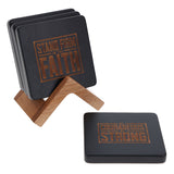 Be Courageous, Be Strong Four-Piece Bamboo Coaster Set