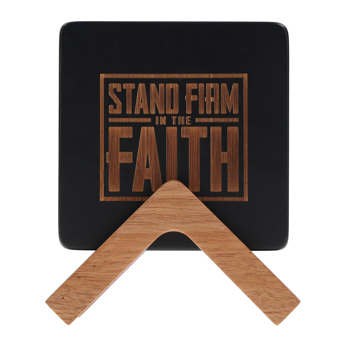 Be Courageous, Be Strong Four-Piece Bamboo Coaster Set