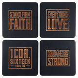 Be Courageous, Be Strong Four-Piece Bamboo Coaster Set
