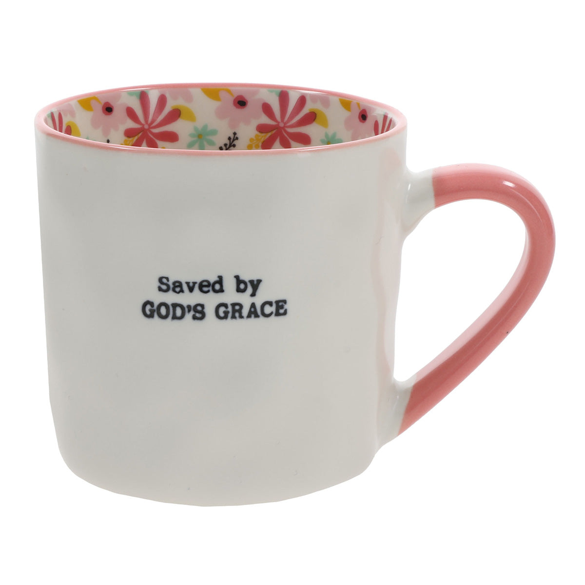 Saved by God's Grace Ceramic Mug with Floral Interior