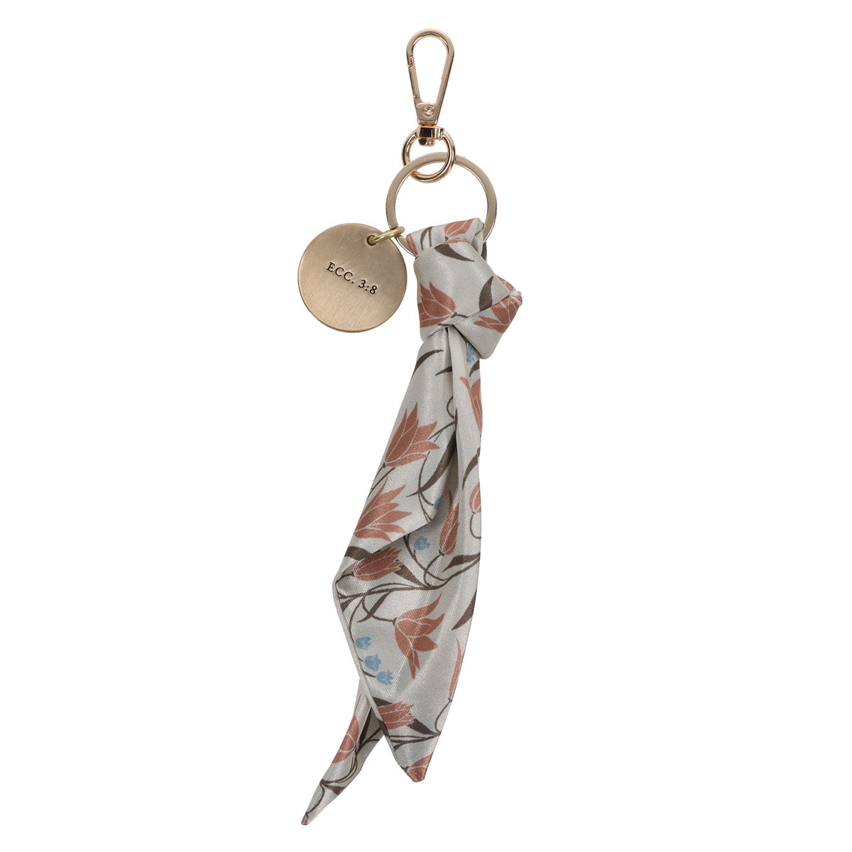 There Is a Time to Love Satin Scarf Key Ring with Metal Charm