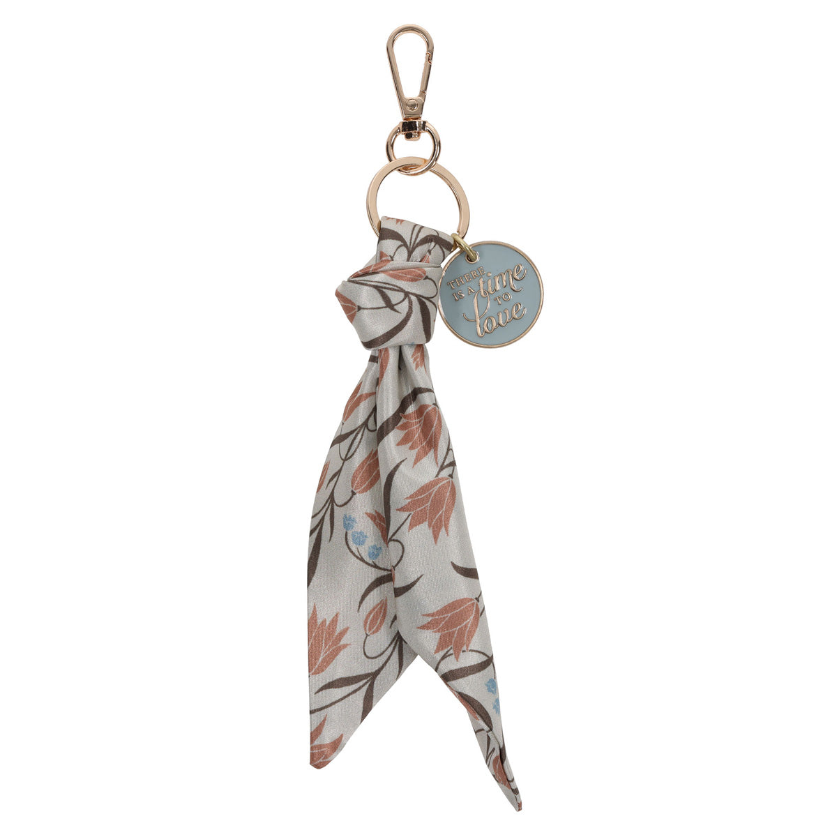 There Is a Time to Love Satin Scarf Key Ring with Metal Charm
