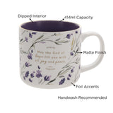May the God of Hope Fill You with All Joy and Peace Ceramic Mug with Purple Interior
