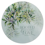 Rooted and Established in Love Medium Round Glass Cutting Board