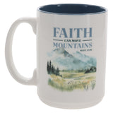 Faith Can Move Mountains Ceramic Mug with Blue Interior