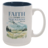 Faith Can Move Mountains Ceramic Mug with Blue Interior