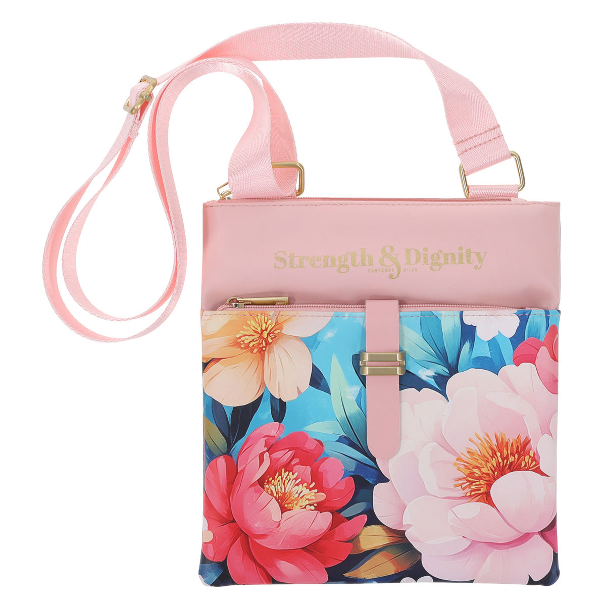 Strength and Dignity Faux Leather Sling Bag