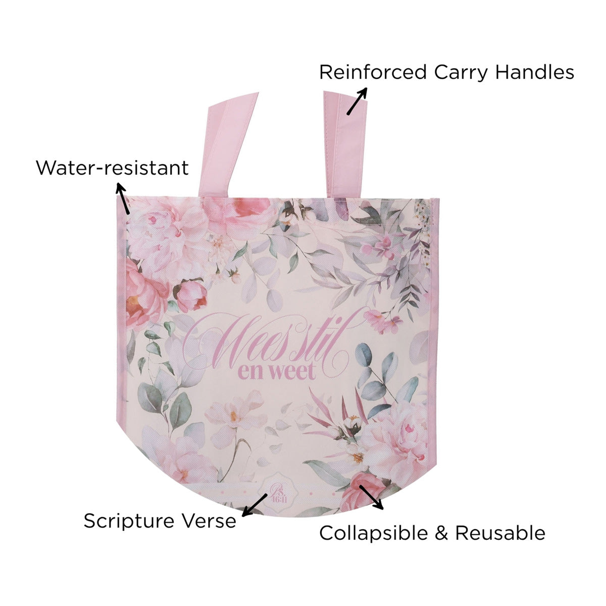 Wees Stil en Weet Pink Afrikaans Non-Woven Tote Bag