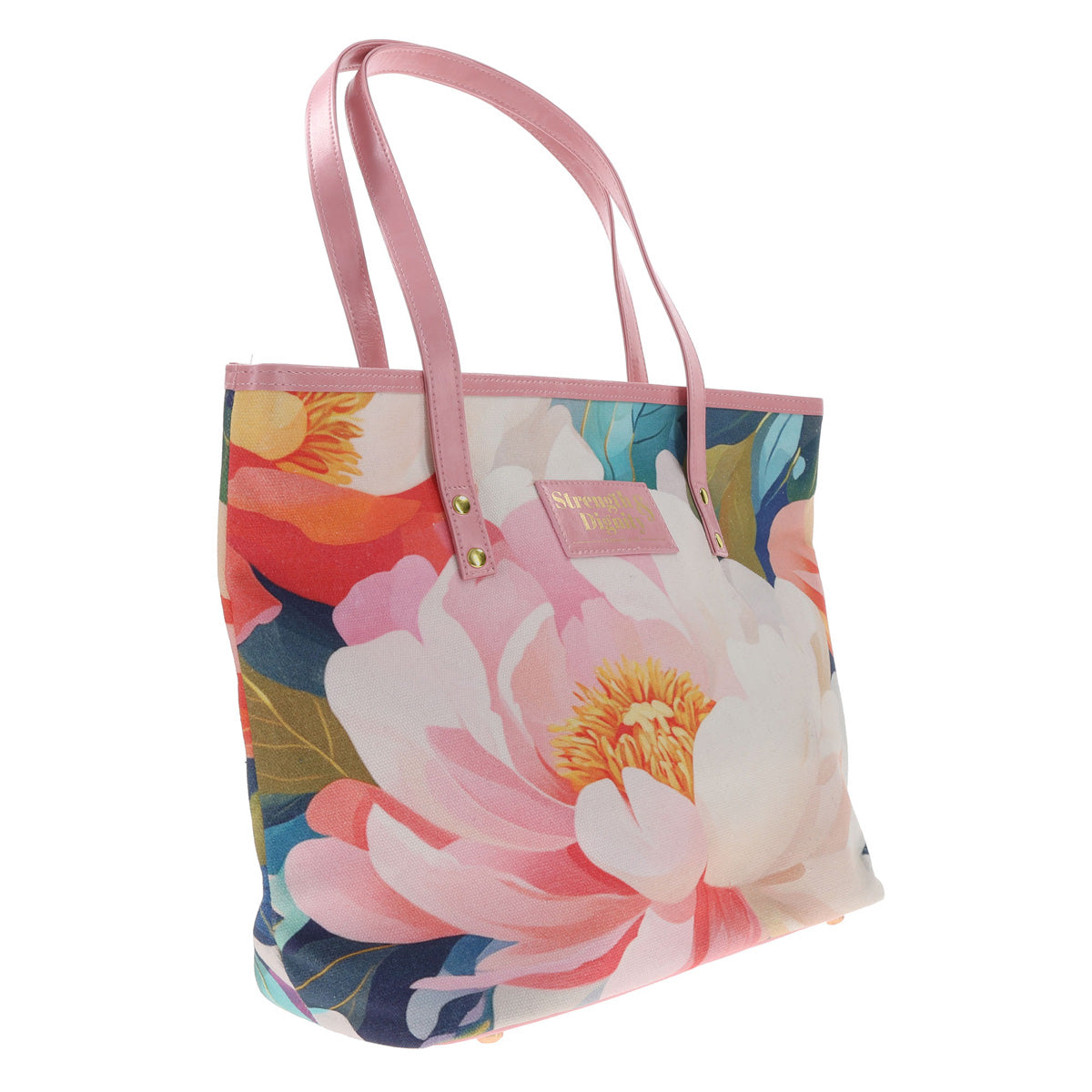 Strength and Dignity Floral Canvas Tote Bag