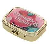 Strength and Dignity Light Gold Epoxy Pill Case with Mirror
