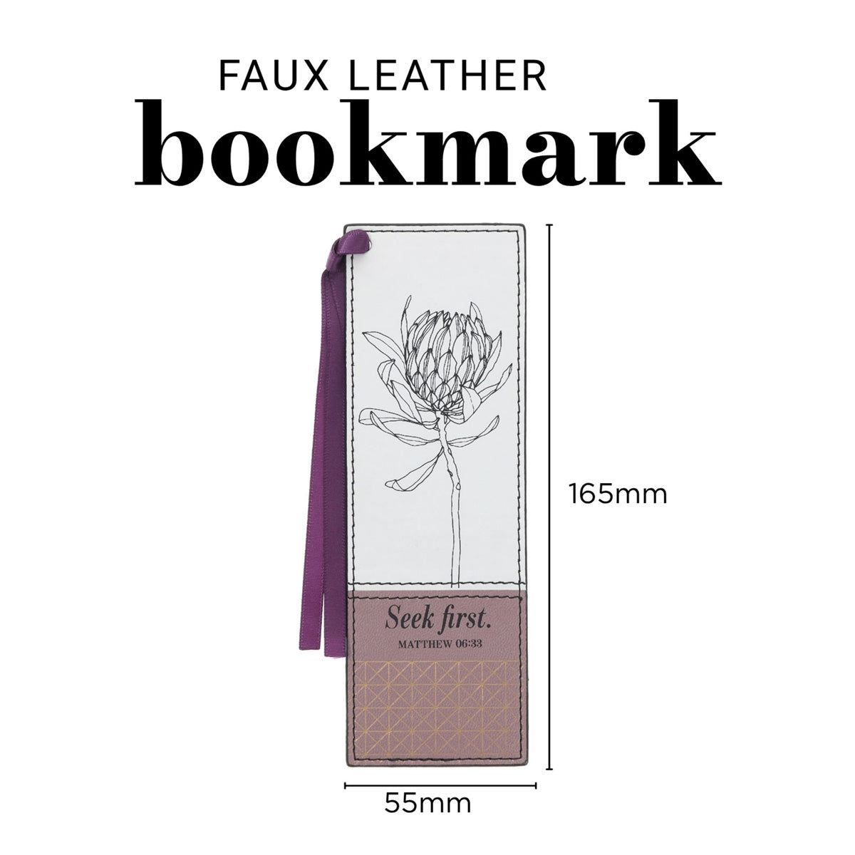 Seek First Faux Leather Bookmark
