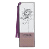 Seek First Faux Leather Bookmark