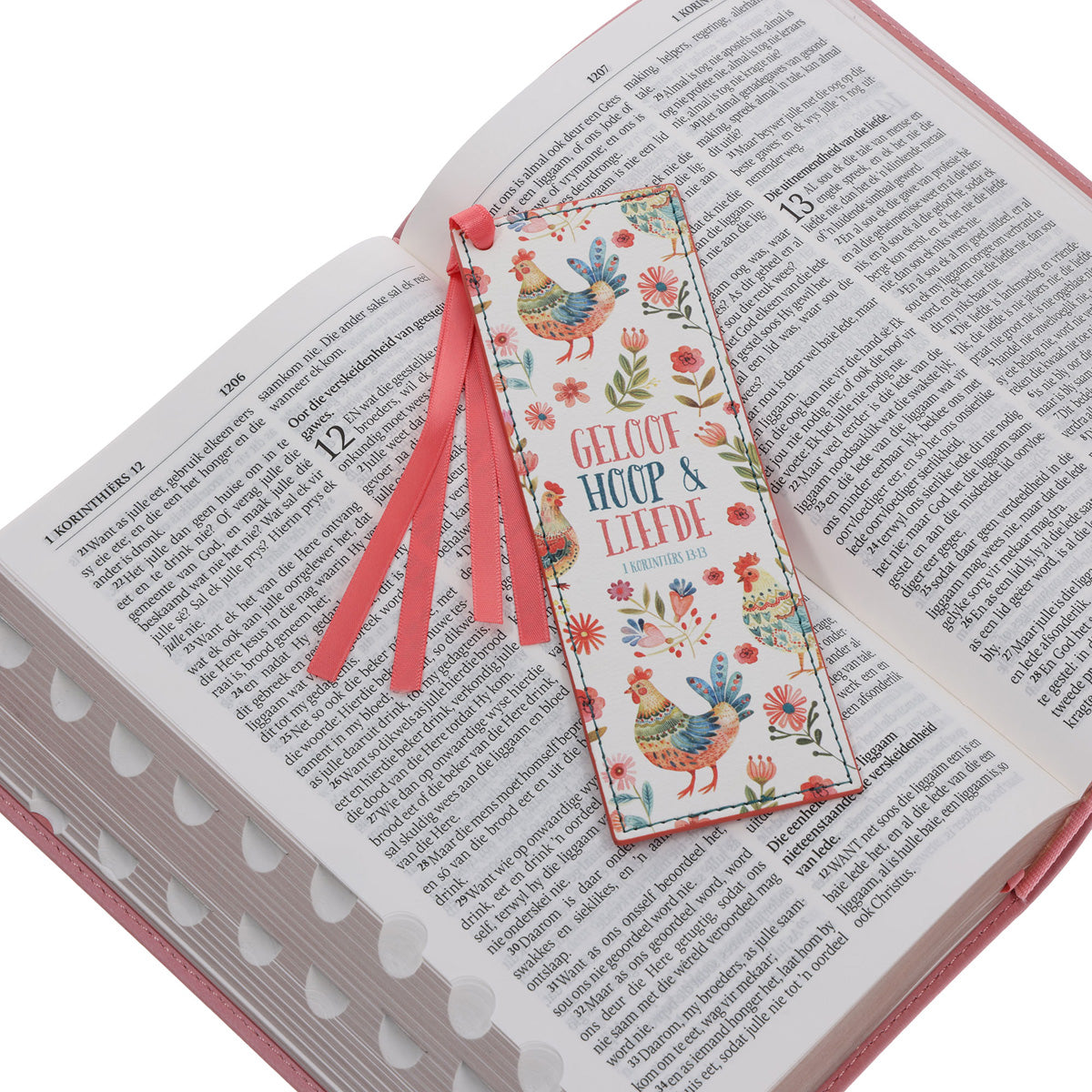 Geloof Hoop en Liefde Afrikaans Faux Leather Bookmark