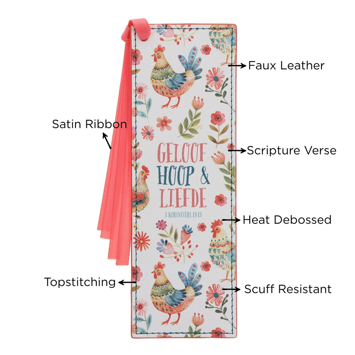 Geloof Hoop en Liefde Afrikaans Faux Leather Bookmark