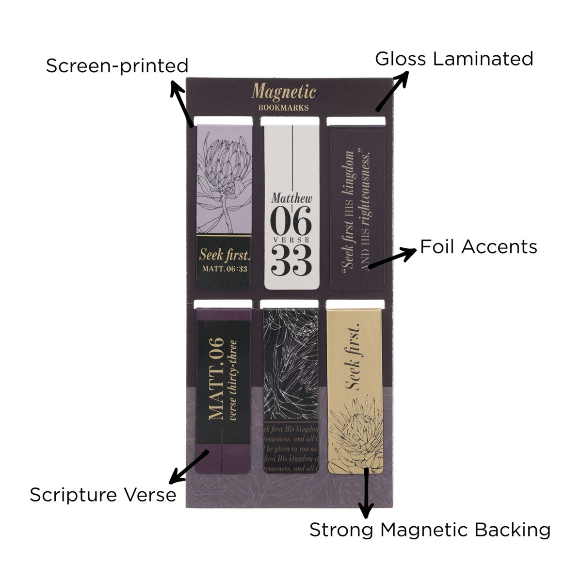 Seek First Six-Piece Magnetic Bookmark Set