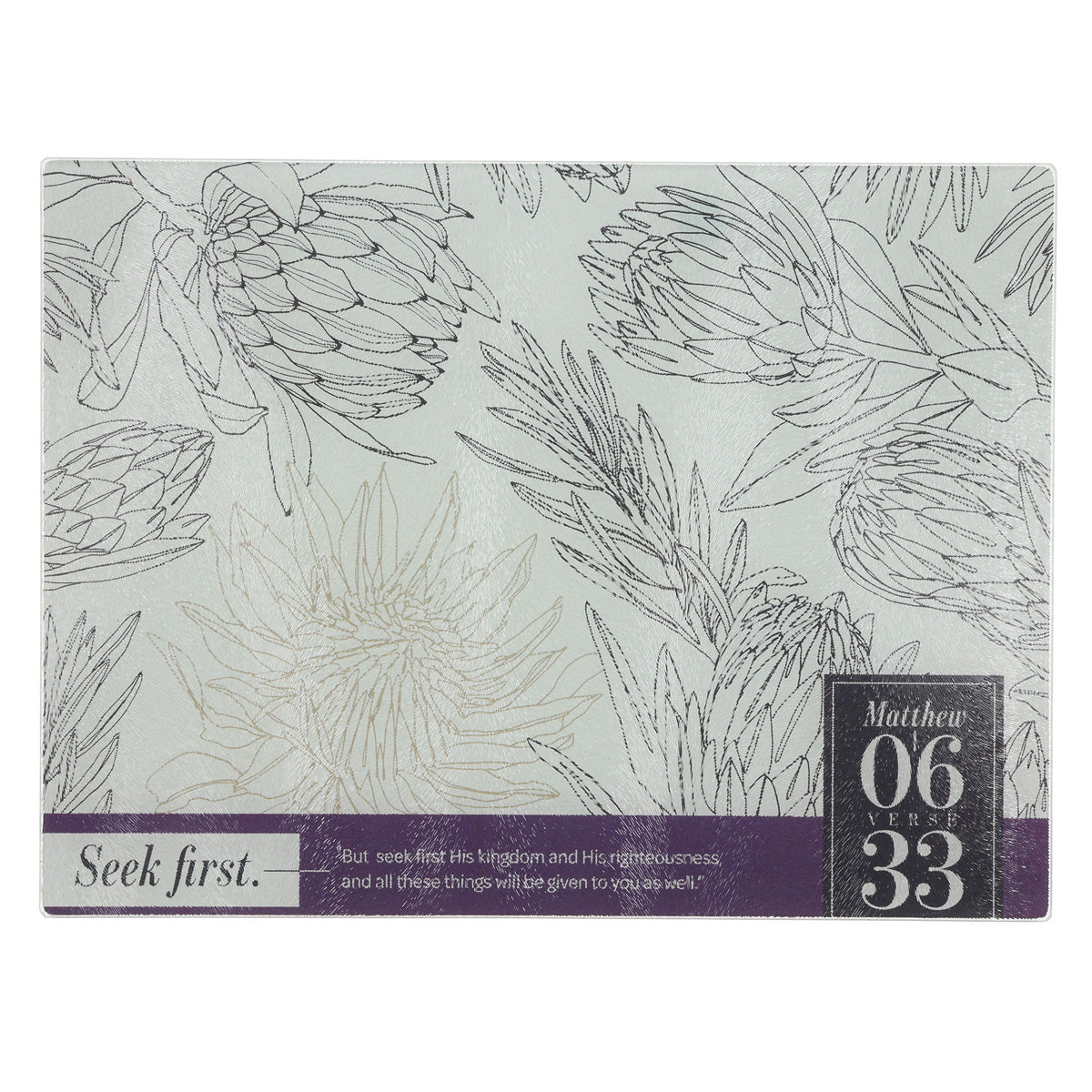 Seek First Large Glass Cutting Board