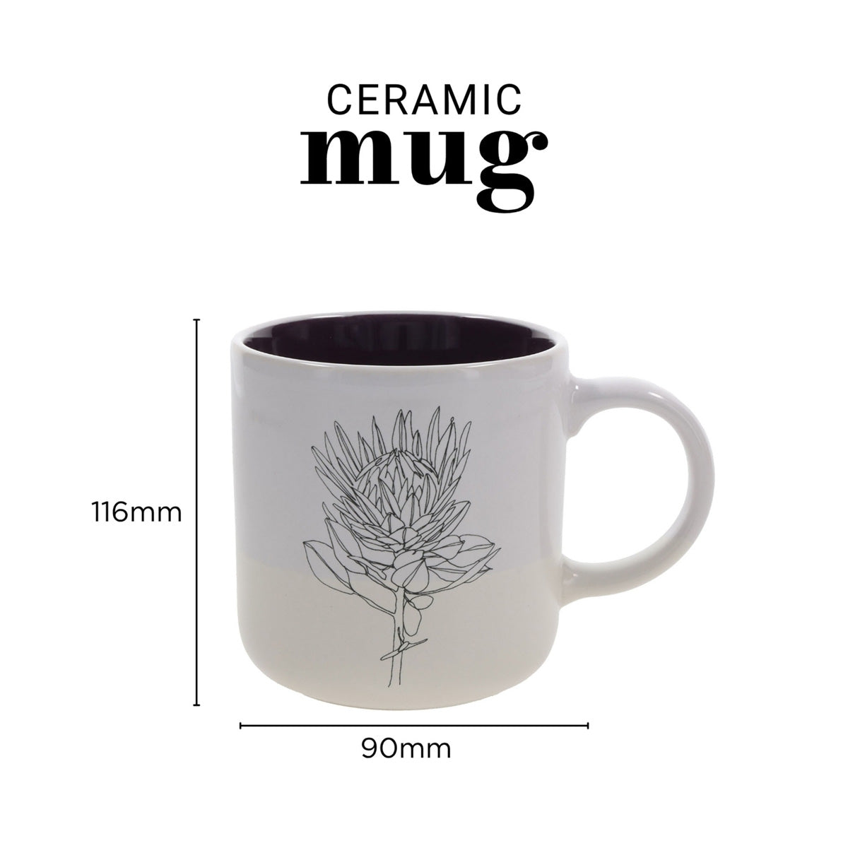 Seek First Protea Ceramic Mug with Dark Purple Interior