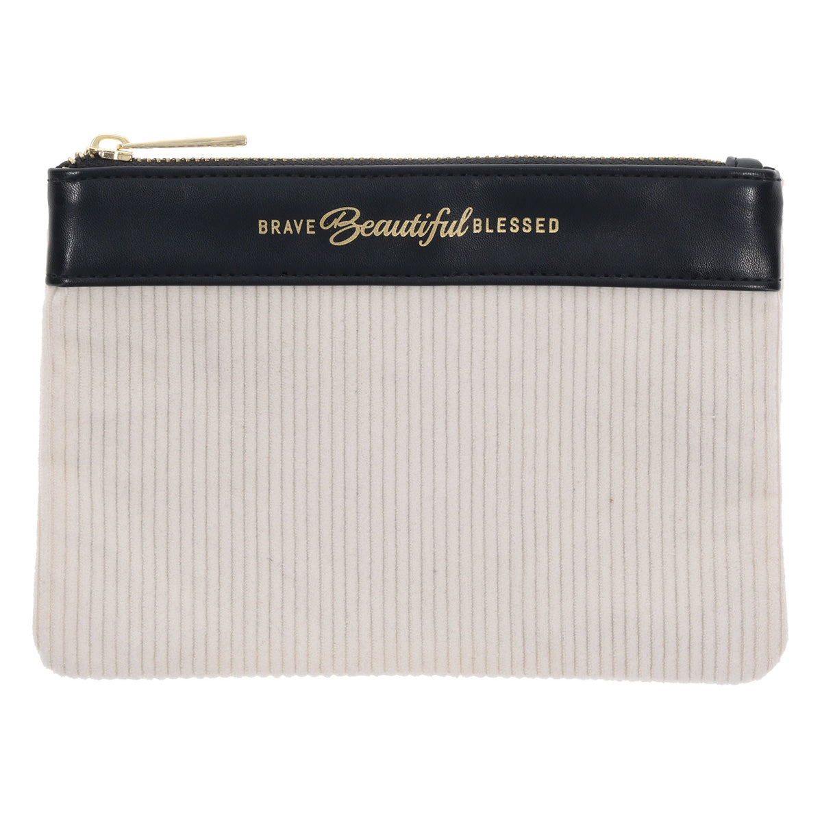 Brave Beautiful Blessed Faux Leather Zipper Pouch