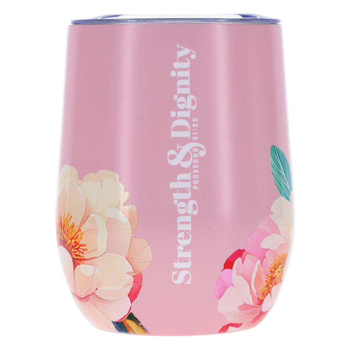 Strength and Dignity Pink Floral Stainless Steel Travel Mug