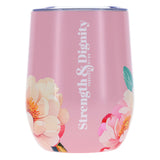 Strength and Dignity Pink Floral Stainless Steel Travel Mug