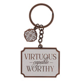 Virtuous Capable Worthy Metal Keychain with Charm