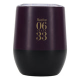 Seek First Deep Purple Stainless Steel Travel Mug with Protea Design