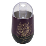 Seek First Deep Purple Stainless Steel Travel Mug with Protea Design