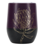Seek First Deep Purple Stainless Steel Travel Mug with Protea Design