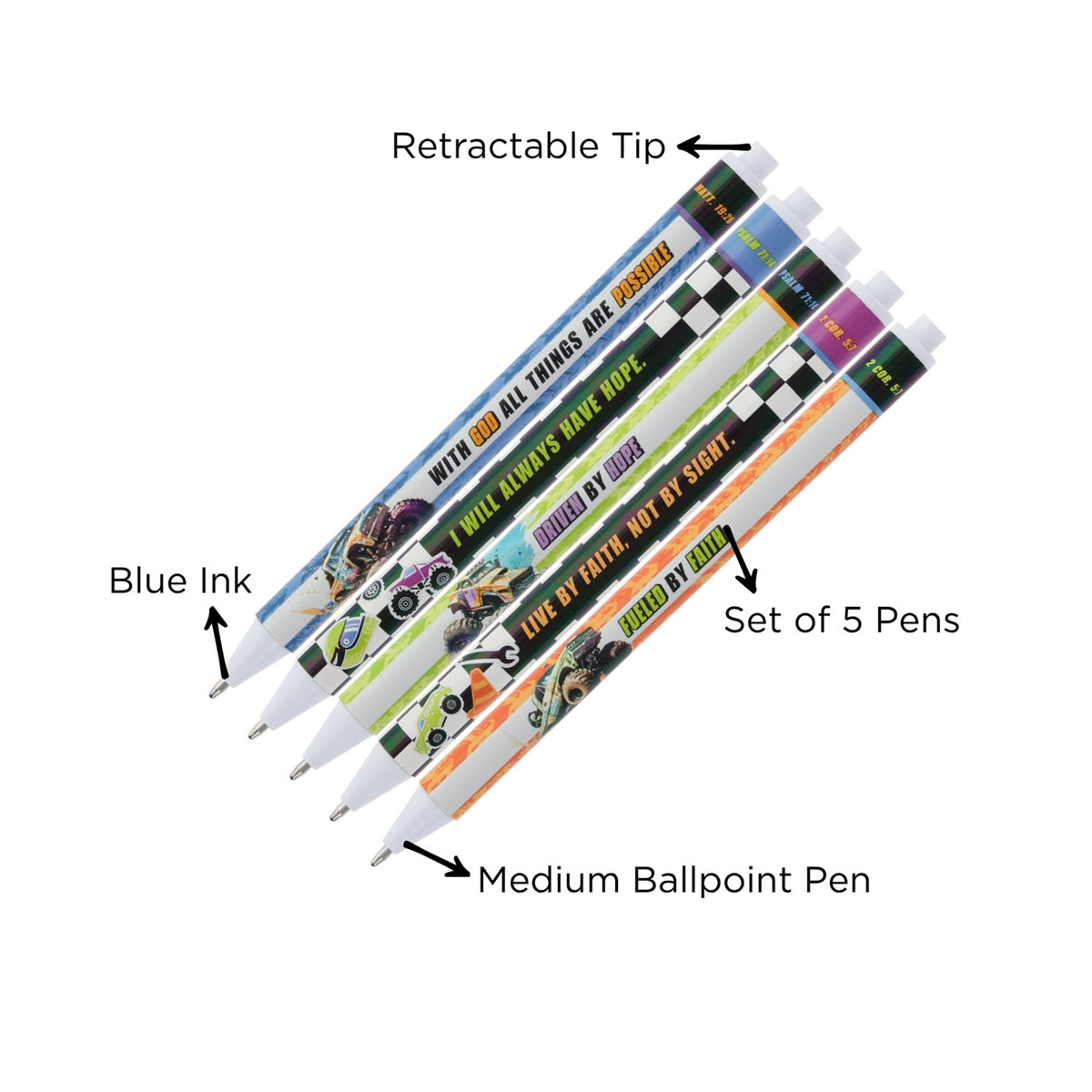 All Things Are Possible Five-Piece Pen Set with Blue Ink