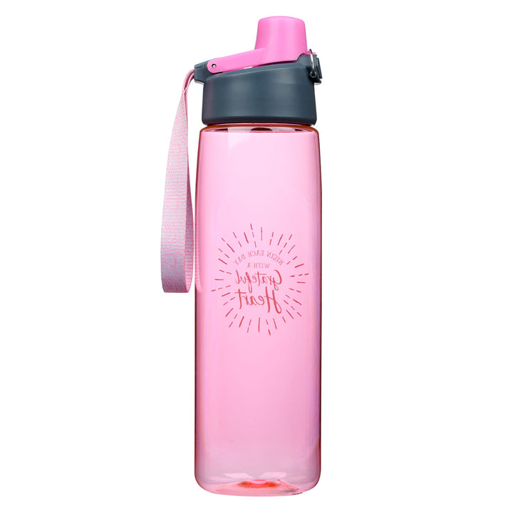 Begin Each Day With A Grateful Heart Pink Plastic Water Bottle