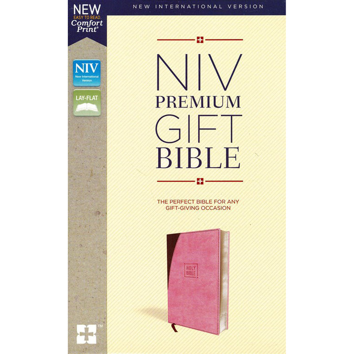 NIV Pink / Brown Imitation Leather Premium Gift Bible Red Letter Comfort Print