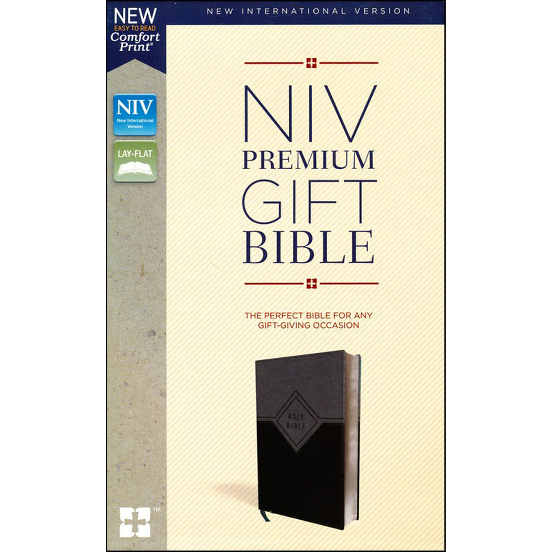 NIV Black / Gray Imitation Leather Premium Gift Bible Red Letter Comfort Print