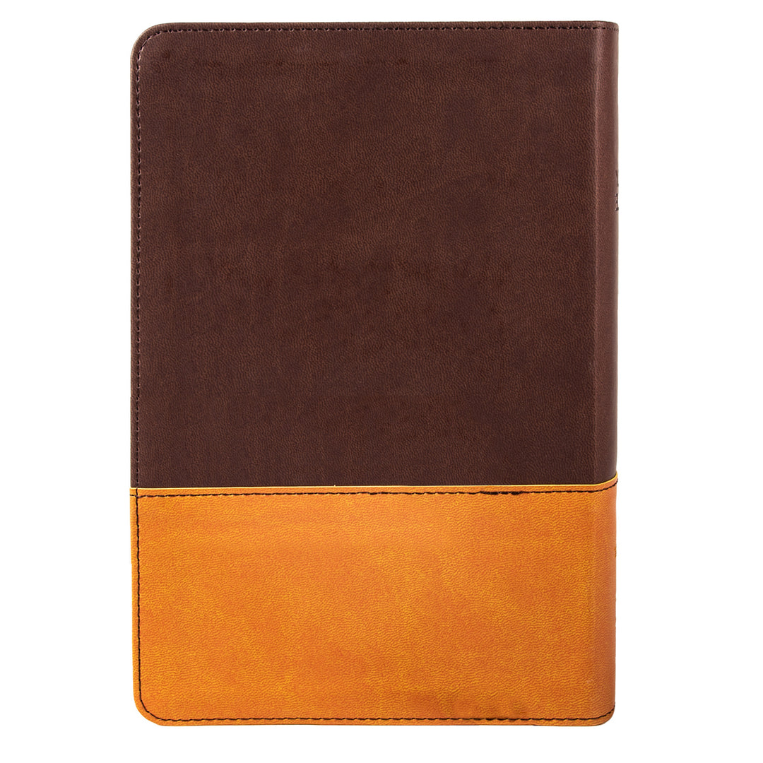 NIV Chocolate & Amber Two Tone Faux Leather Holy Bible Larger Print