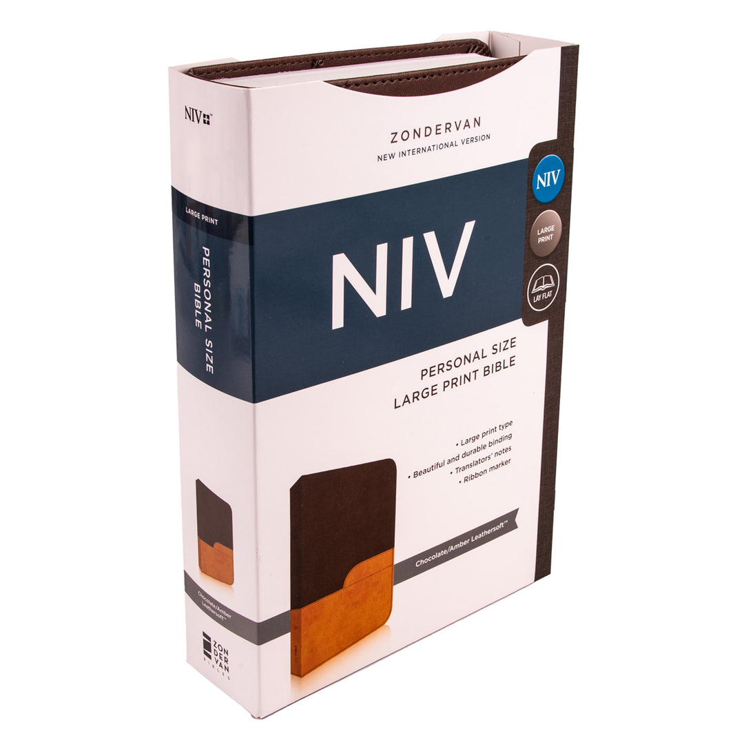 NIV Chocolate & Amber Two Tone Faux Leather Holy Bible Larger Print